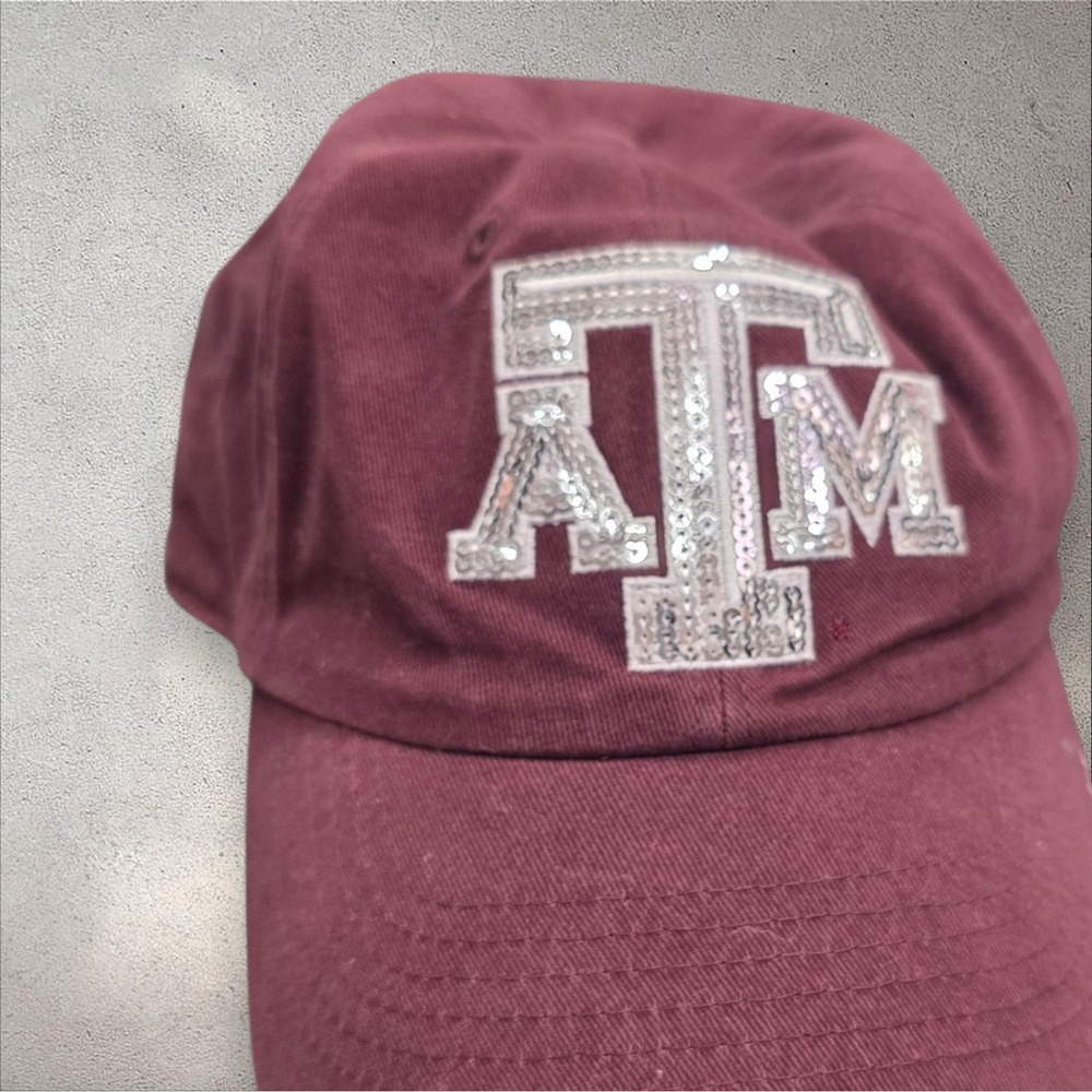 Texas A&M Aggies Hat Cap Strap Back 47 Brand Maroon Sequin Logo Womens Adj - Picture 7 of 8